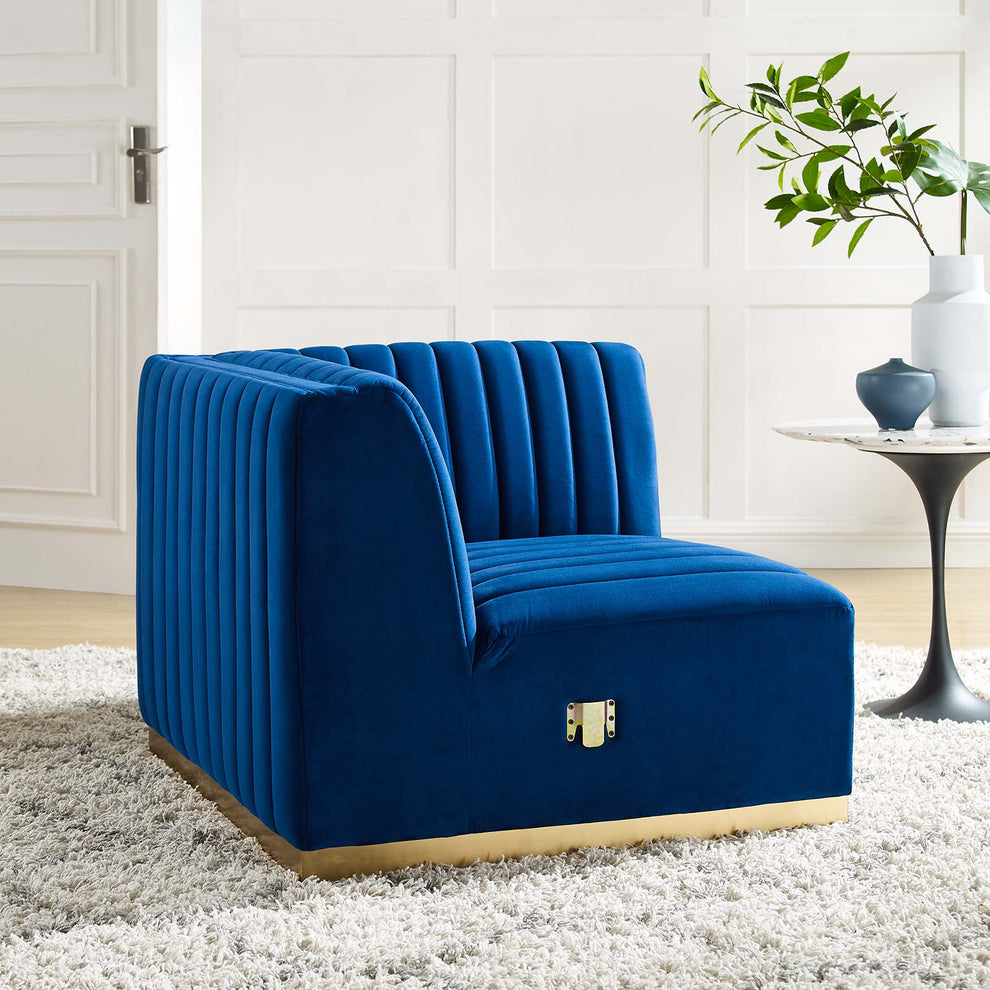 Conjure Channel Tufted Performance Velvet Right Corner Chair By Modway - EEI-5506 | Armchairs | Modishstore - 24