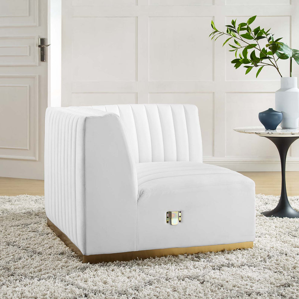 Conjure Channel Tufted Performance Velvet Right Corner Chair By Modway - EEI-5506 | Armchairs | Modishstore - 30