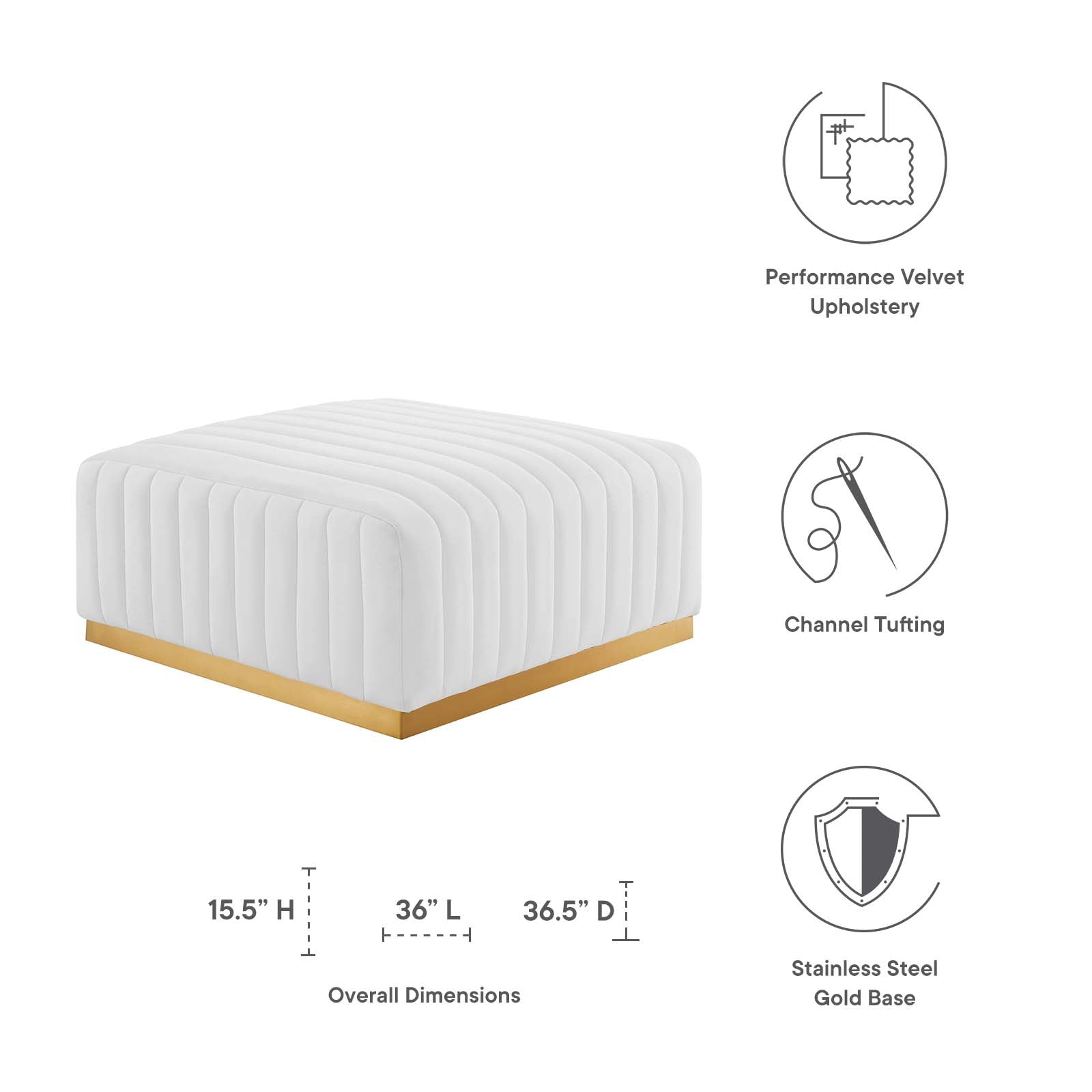 Conjure Channel Tufted Performance Velvet Ottoman By Modway - EEI-5507 | Ottomans | Modishstore - 24