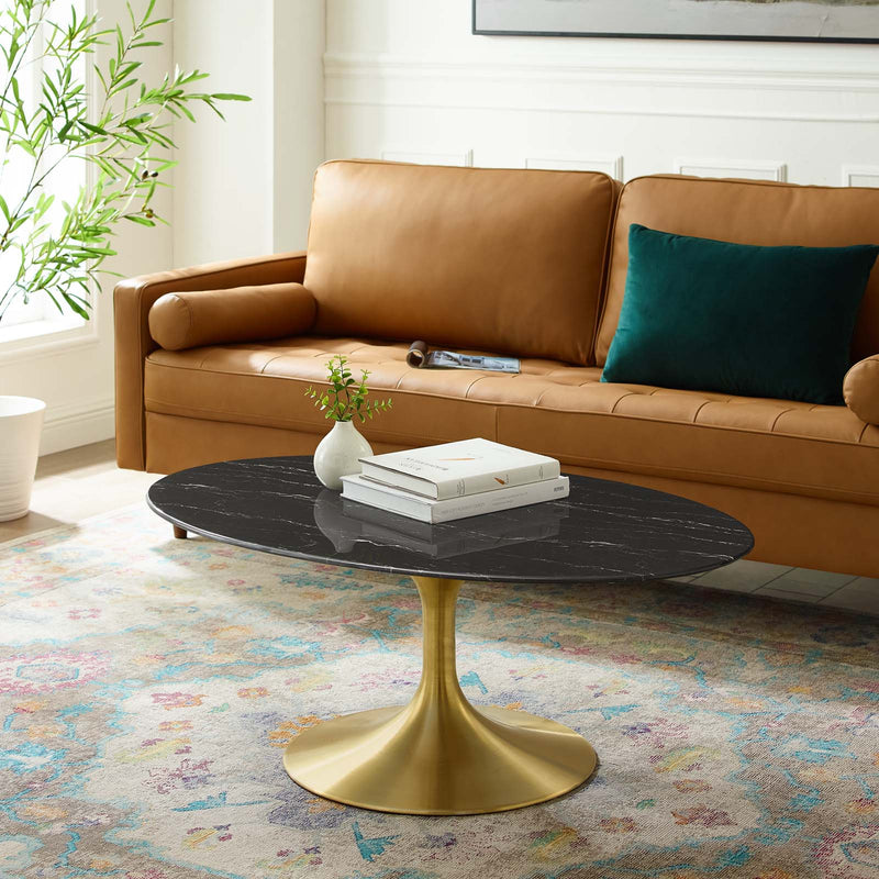 Modway Lippa 42" Oval Artificial Marble Coffee Table - EEI-5522 | Coffee Tables | Modishstore - 1