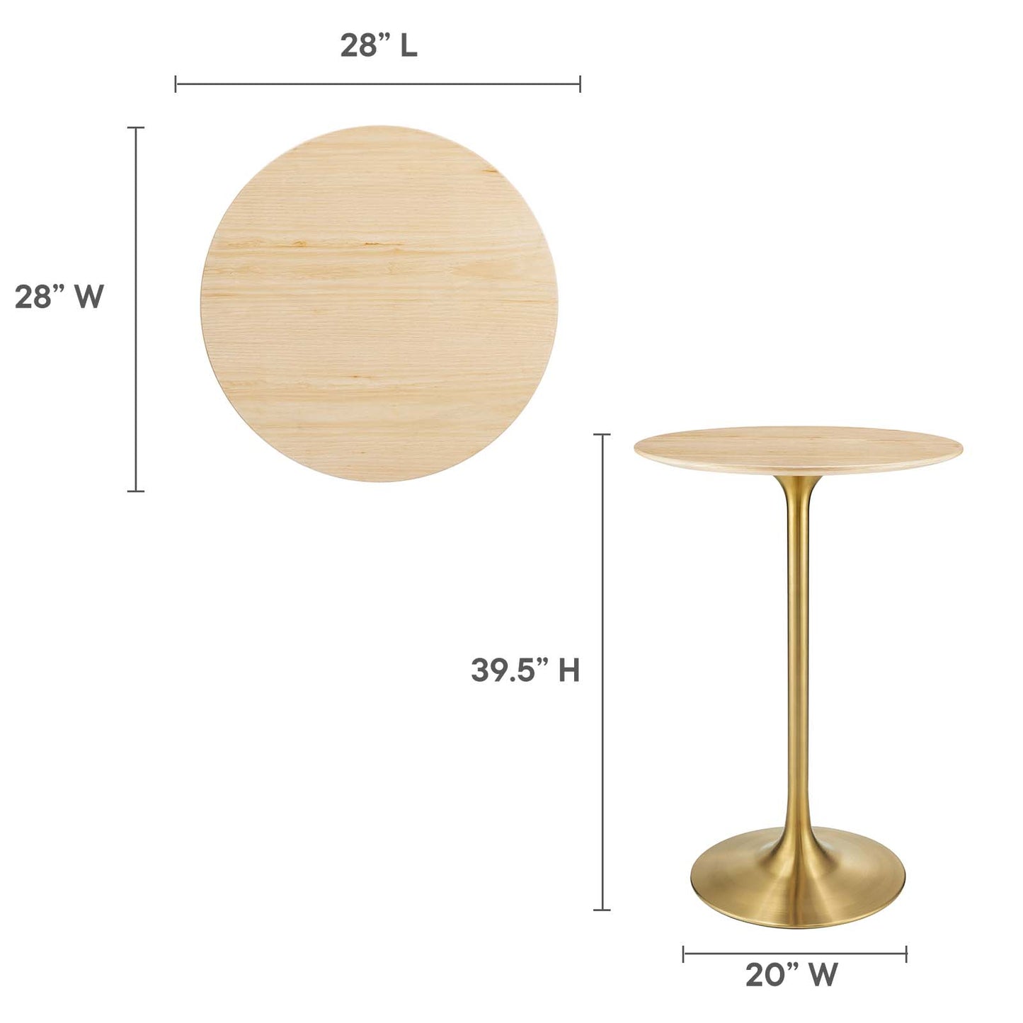 Lippa 28" Round Natural Wood Grain Bar Table By Modway - EEI-5530 | Bar Tables | Modishstore - 6