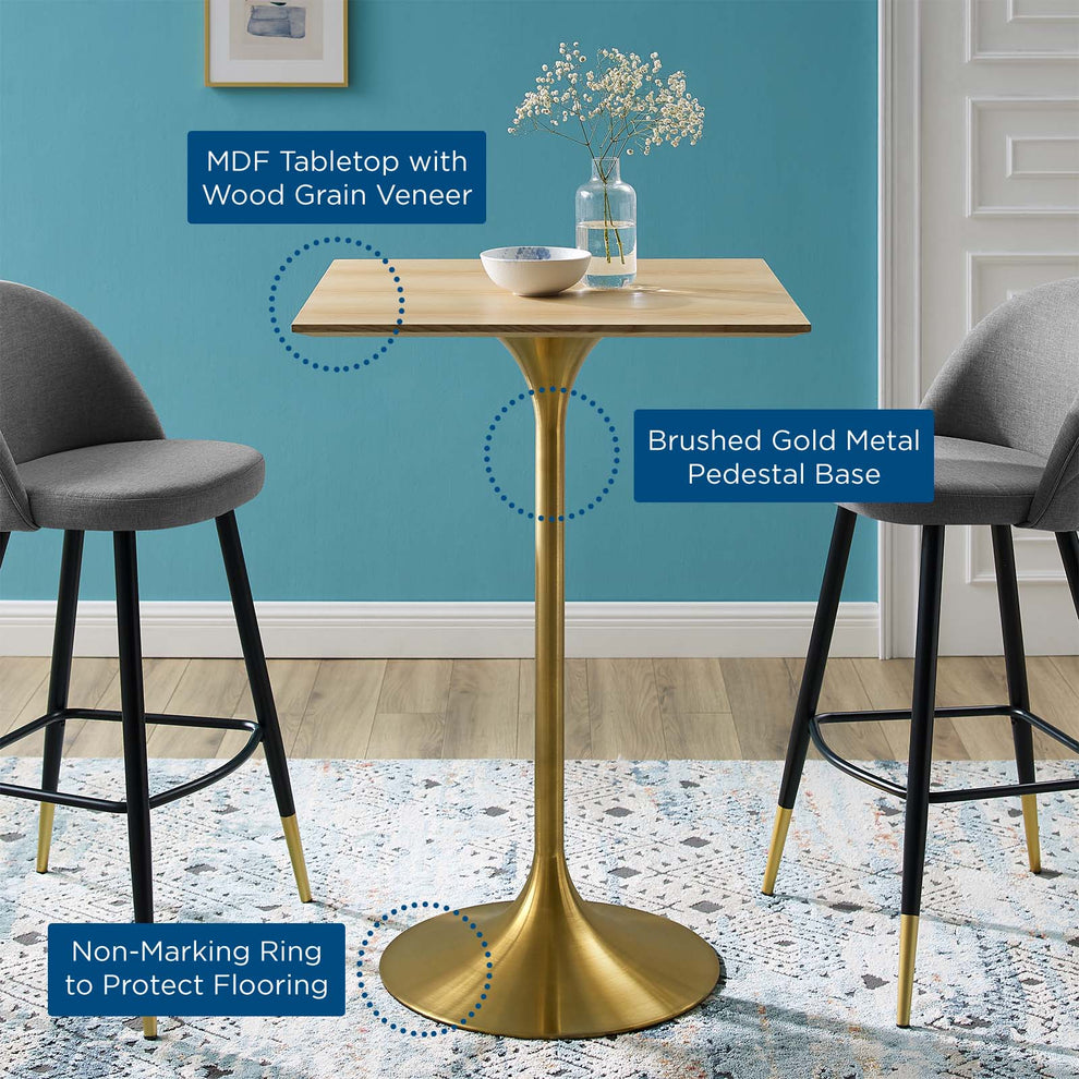 Lippa 28" Square Wood Bar Table By Modway - EEI-5532 | Bar Tables | Modishstore - 5