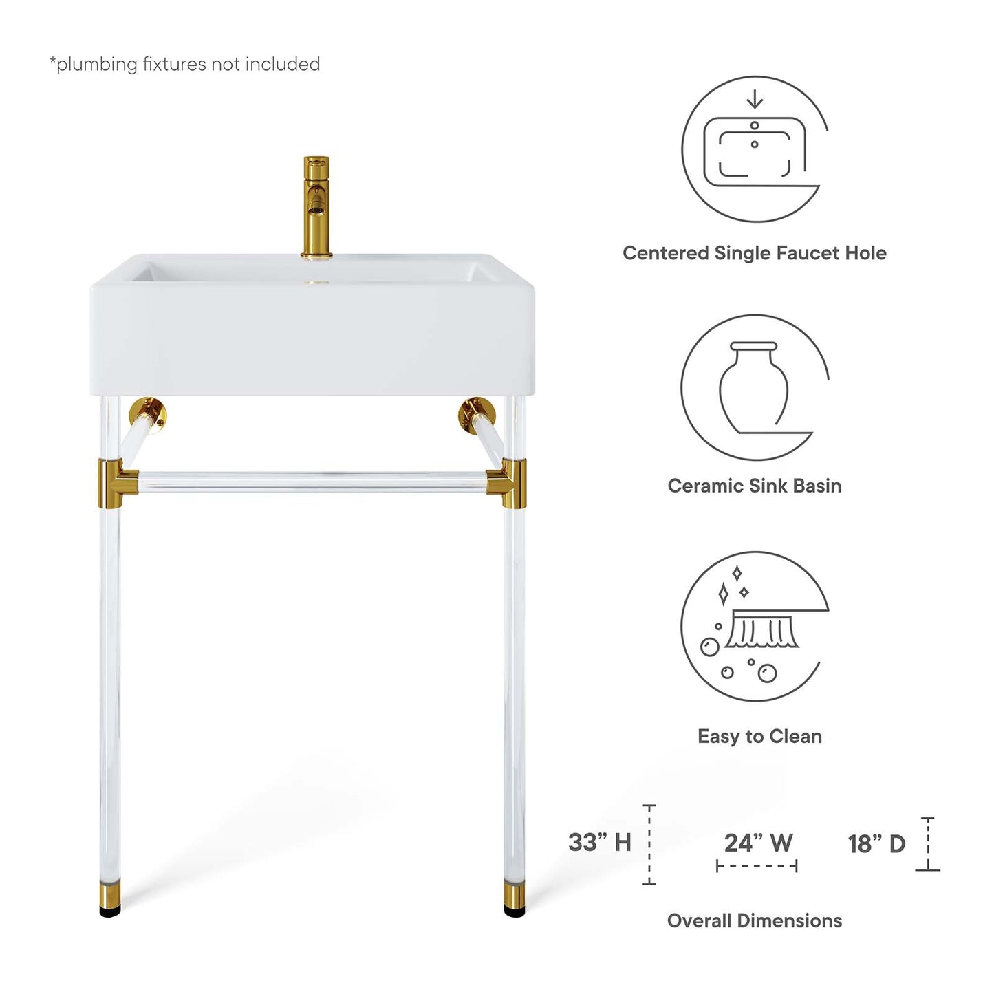 Redeem 24" Acrylic Wall-Mount Bathroom Vanity By Modway - EEI-5535 | Bathroom Accessories | Modishstore - 8