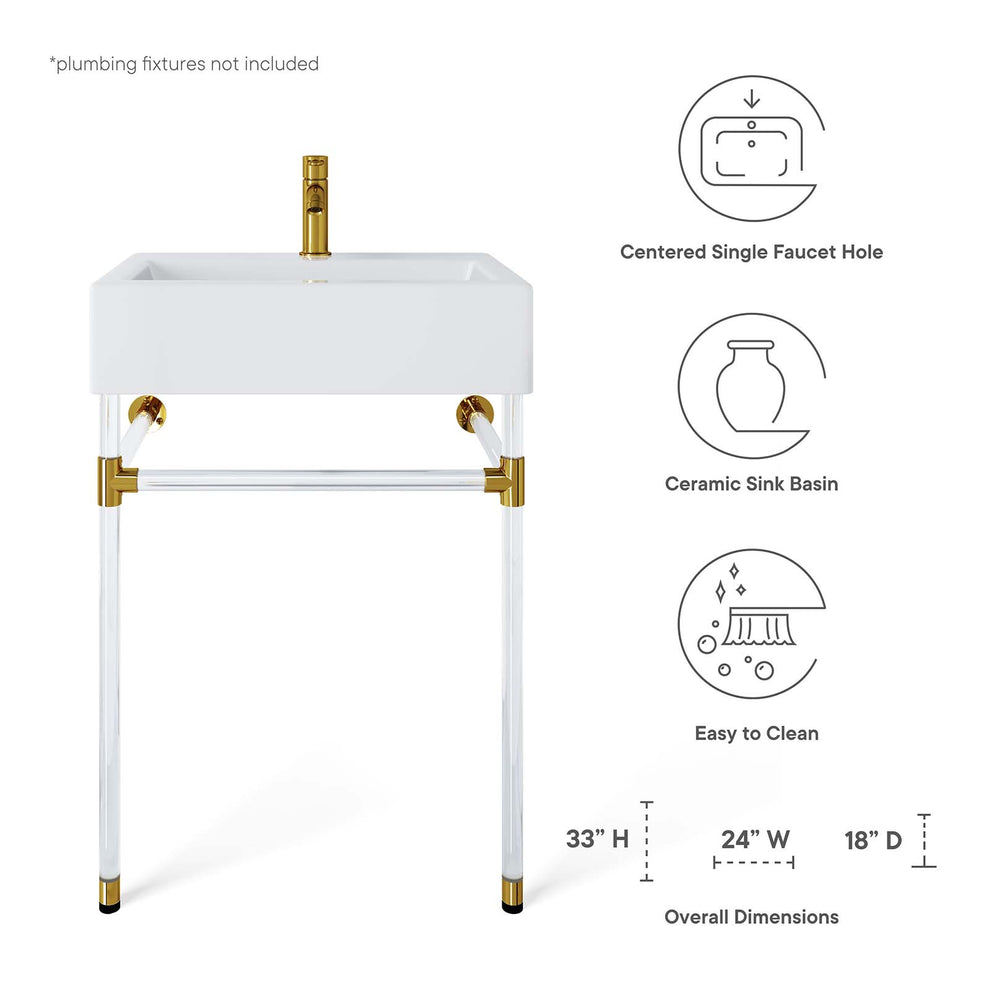 Redeem 24" Acrylic Wall-Mount Bathroom Vanity By Modway - EEI-5535 | Bathroom Accessories | Modishstore - 8