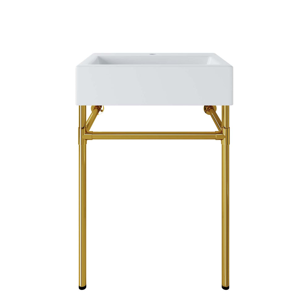 Redeem 24" Wall-Mount Gold Stainless Steel Bathroom Vanity By Modway - EEI-5536 | Bathroom Accessories | Modishstore - 2