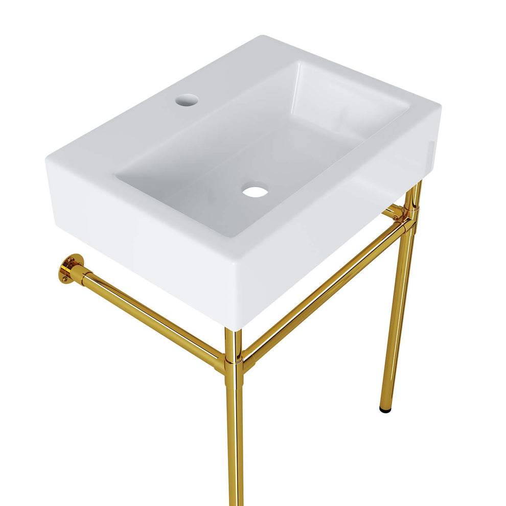 Redeem 24" Wall-Mount Gold Stainless Steel Bathroom Vanity By Modway - EEI-5536 | Bathroom Accessories | Modishstore - 3