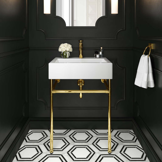 Redeem 24" Wall-Mount Gold Stainless Steel Bathroom Vanity By Modway - EEI-5536 | Bathroom Accessories | Modishstore
