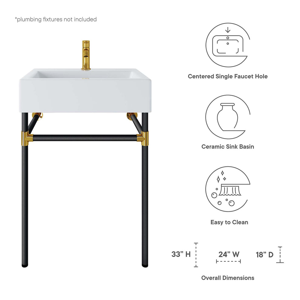 Redeem 24" Wall-Mount Black Stainless Steel Bathroom Vanity By Modway - EEI-5537 | Bathroom Accessories | Modishstore - 8