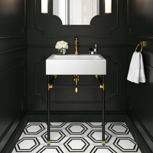 Redeem 24" Wall-Mount Black Stainless Steel Bathroom Vanity By Modway - EEI-5537 | Bathroom Accessories | Modishstore