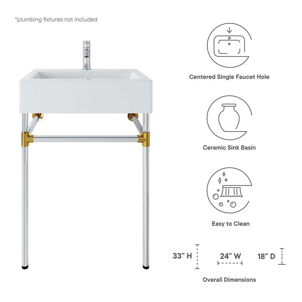 Redeem 24" Silver Stainless Steel Wall-Mount Bathroom Vanity By Modway - EEI-5538 | Bathroom Accessories | Modishstore - 8