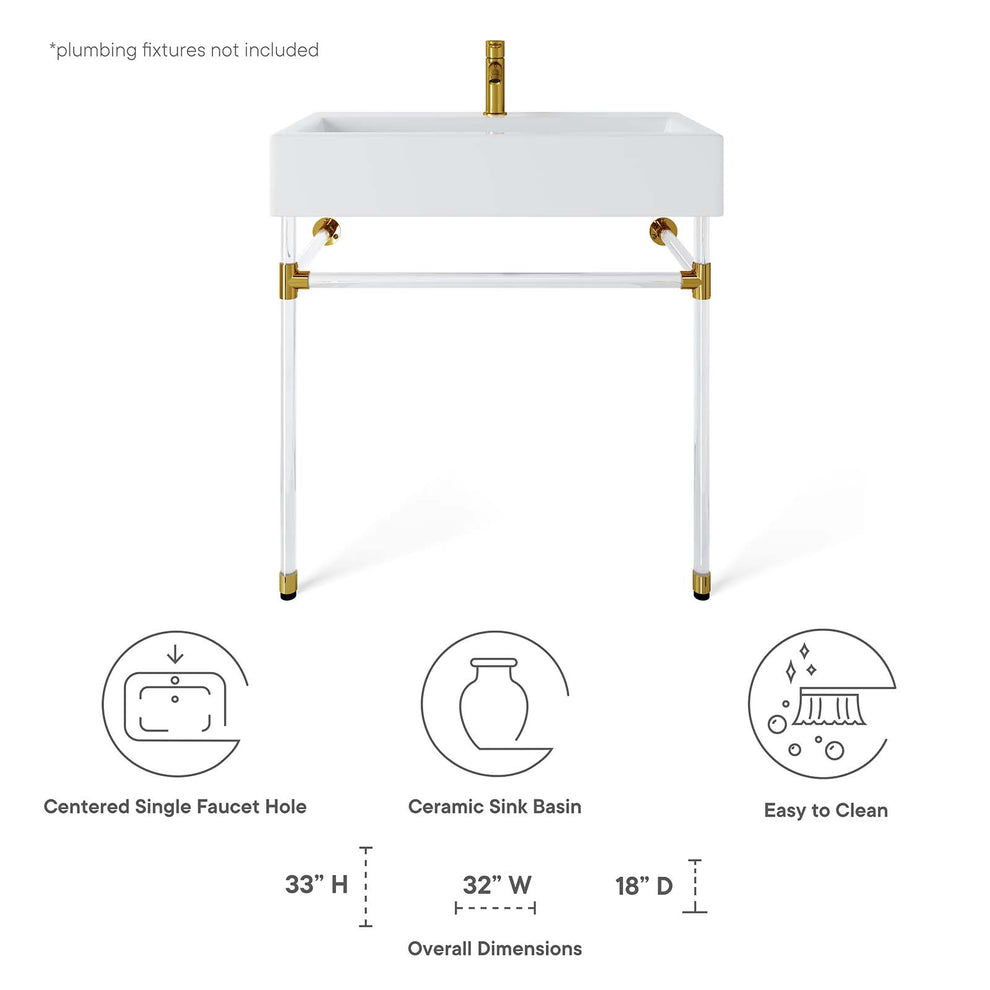 Redeem 32" Acrylic Wall-Mount Bathroom Vanity By Modway - EEI-5539 | Bathroom Accessories | Modishstore - 8