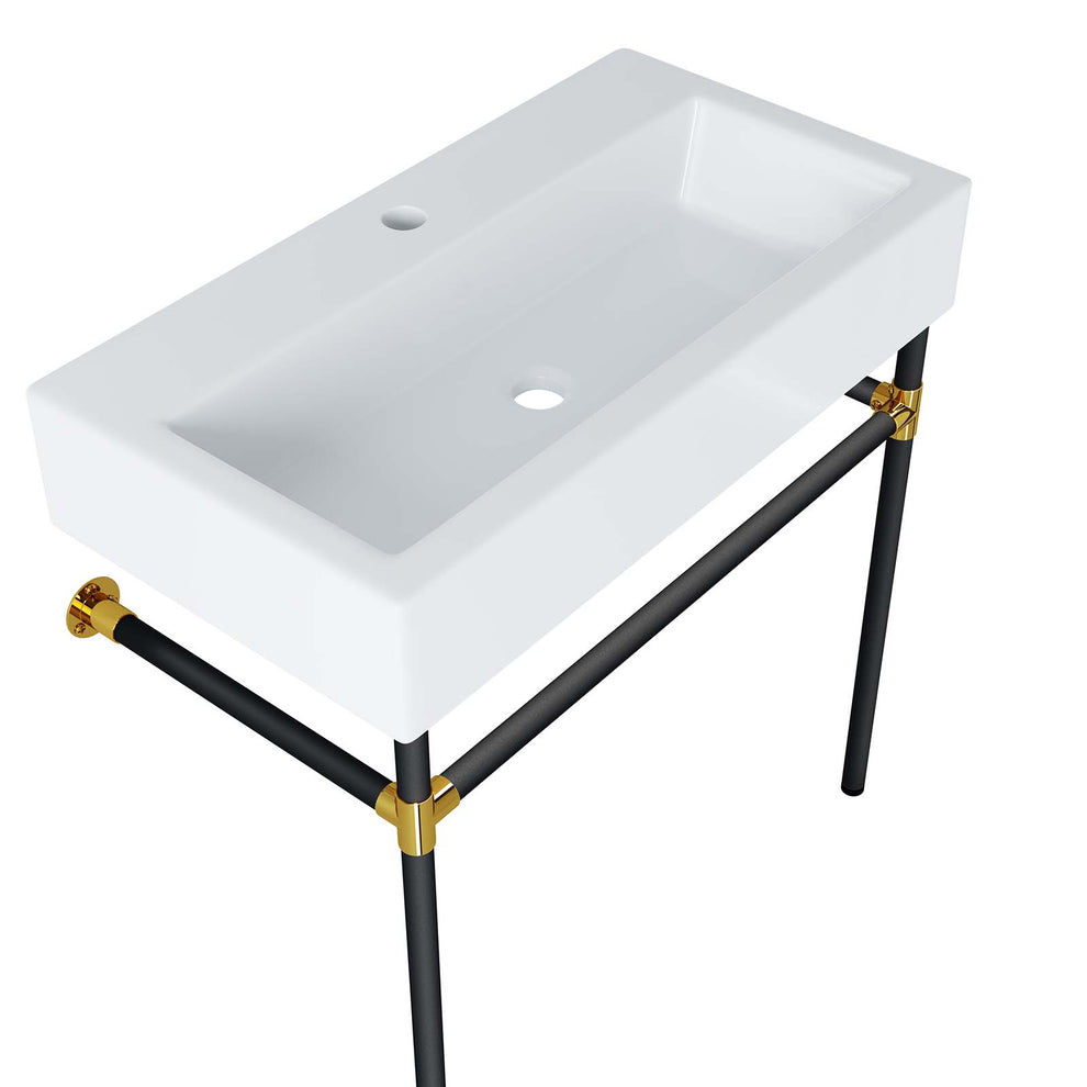 Redeem 32" Black Stainless Steel Wall-Mount Bathroom Vanity By Modway - EEI-5541 | Bathroom Accessories | Modishstore - 3