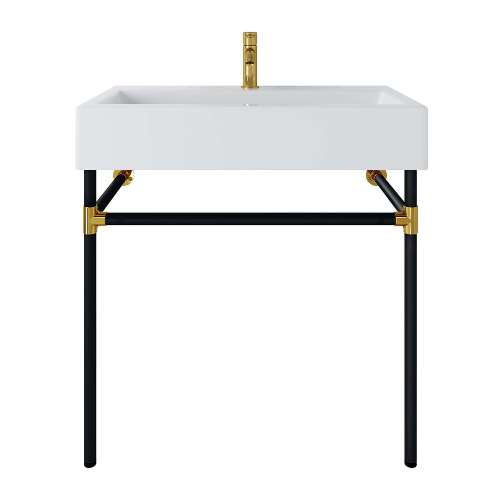 Redeem 32" Black Stainless Steel Wall-Mount Bathroom Vanity By Modway - EEI-5541 | Bathroom Accessories | Modishstore - 6