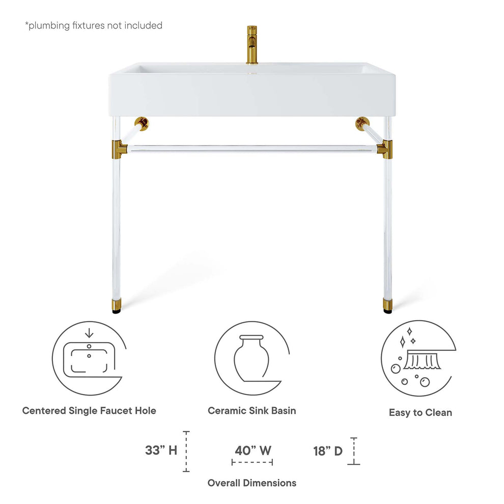 Redeem 40" Acrylic Wall-Mount Bathroom Vanity By Modway - EEI-5543 | Bathroom Accessories | Modishstore - 7
