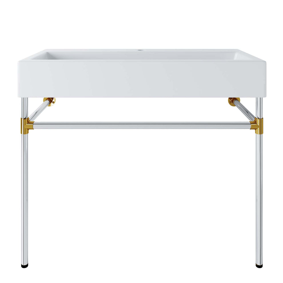 Redeem 40" Silver Stainless Steel Wall-Mount Bathroom Vanity By Modway - EEI-5546 | Bathroom Accessories | Modishstore - 2