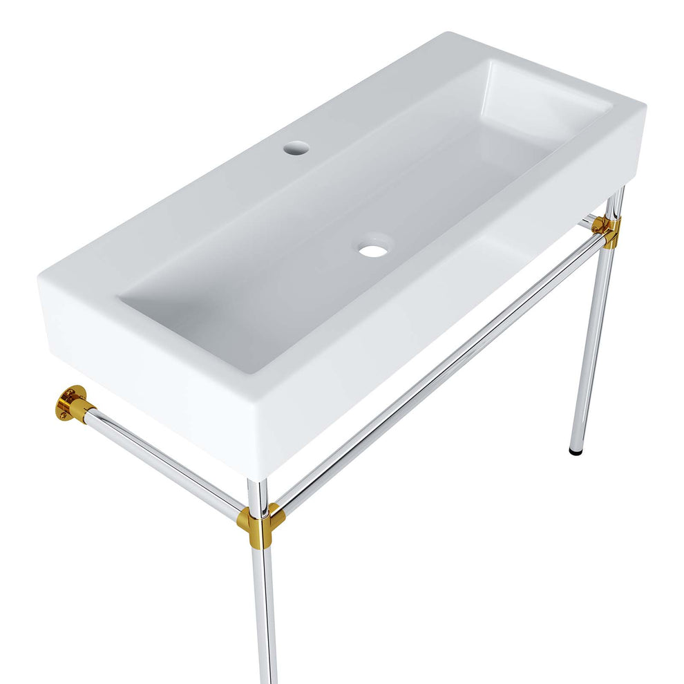 Redeem 40" Silver Stainless Steel Wall-Mount Bathroom Vanity By Modway - EEI-5546 | Bathroom Accessories | Modishstore - 3