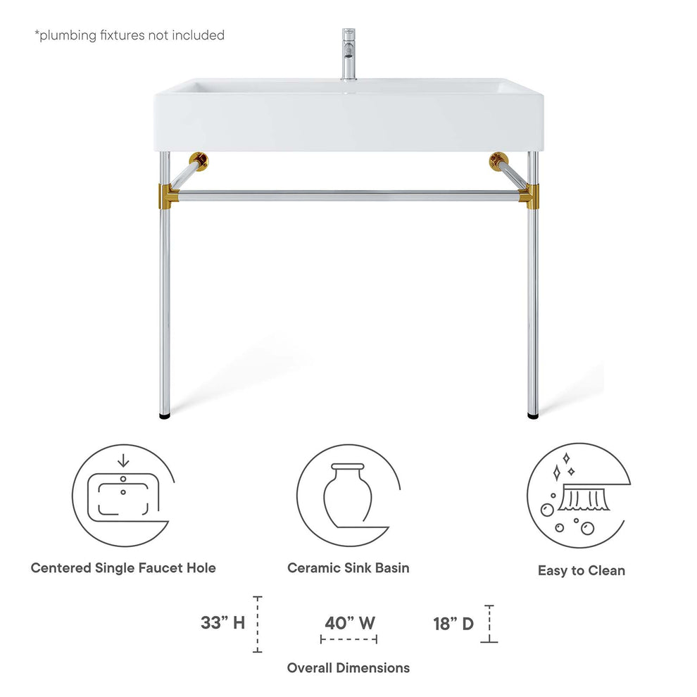 Redeem 40" Silver Stainless Steel Wall-Mount Bathroom Vanity By Modway - EEI-5546 | Bathroom Accessories | Modishstore - 8
