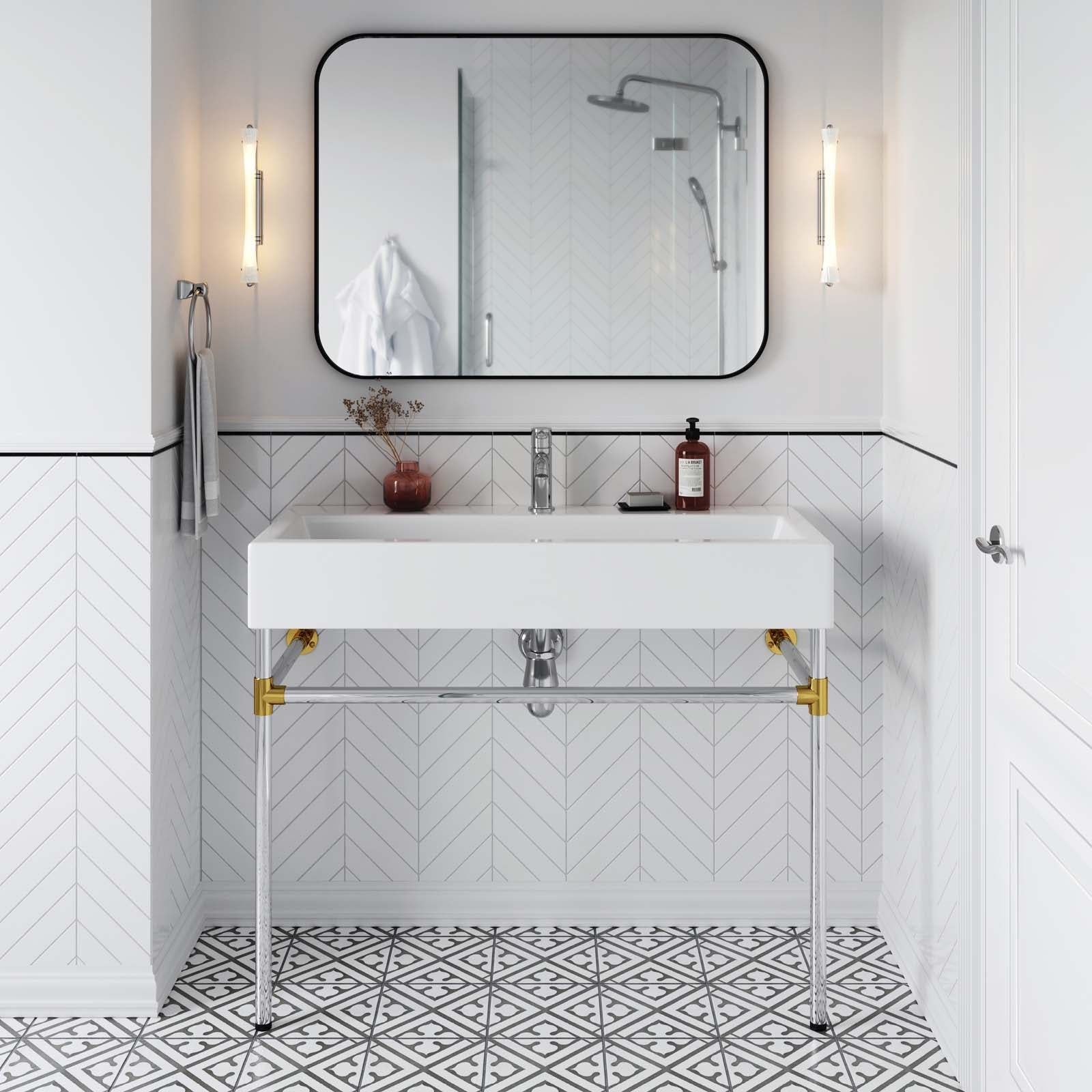 Redeem 40" Silver Stainless Steel Wall-Mount Bathroom Vanity By Modway - EEI-5546 | Bathroom Accessories | Modishstore - 1