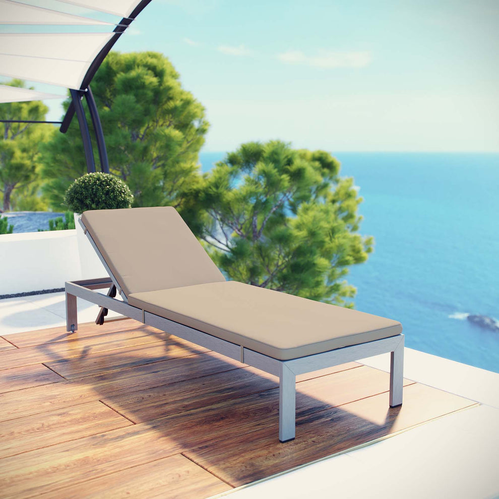 Shore Outdoor Patio Aluminum Chaise with Cushions By Modway - EEI-5547 | Outdoor Recliners & Lounge Chairs | Modishstore - 1