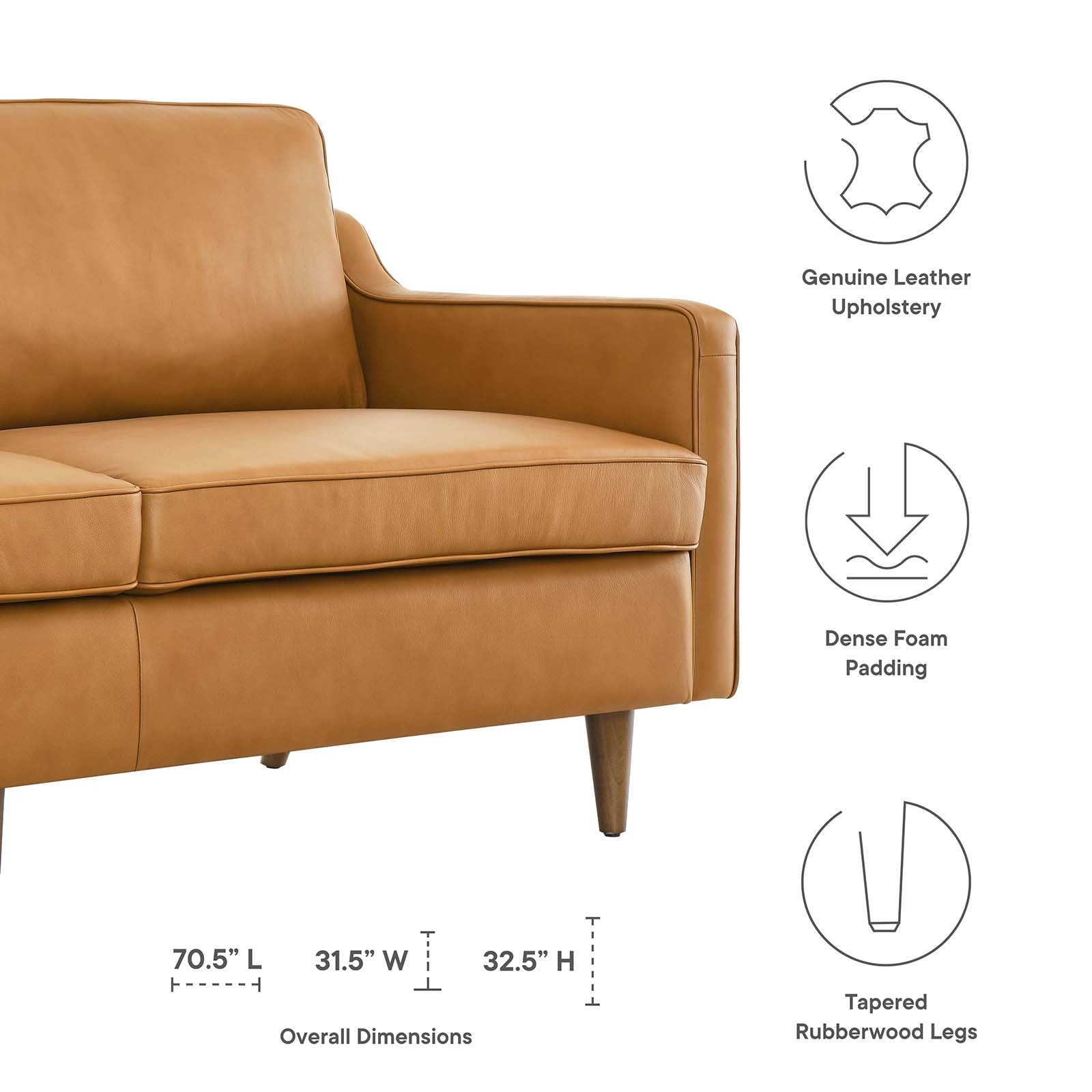 Impart Genuine Leather Sofa By Modway | Sofas | Modishstore-10