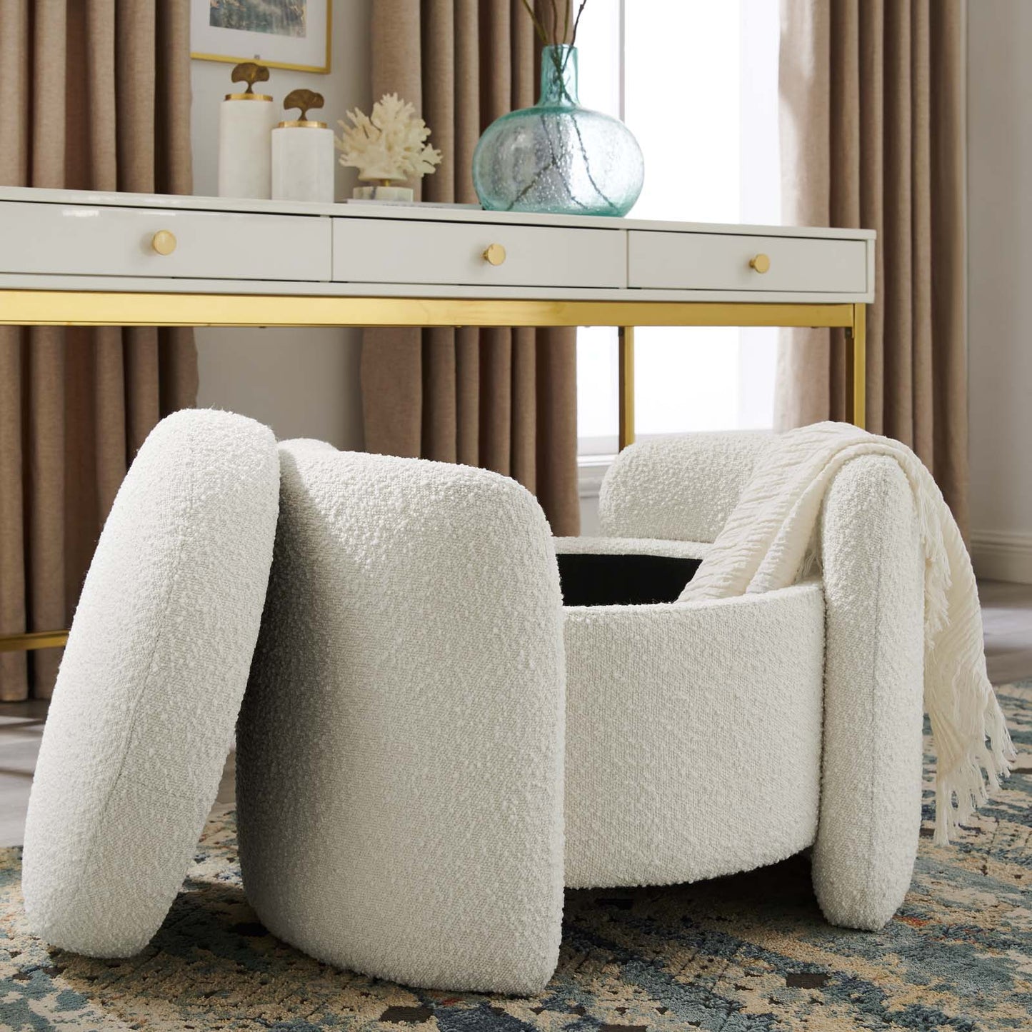 Modway Nebula Boucle Upholstered Upholstered Ottoman - EEI-5561 | Ottomans | Modishstore - 7
