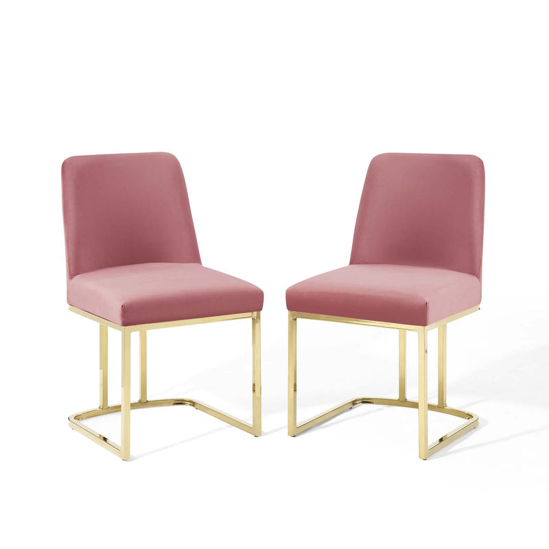 Amplify Sled Base Performance Velvet Dining Chairs - Set of 2 By Modway - EEI-5569 | Dining Chairs | Modishstore - 1