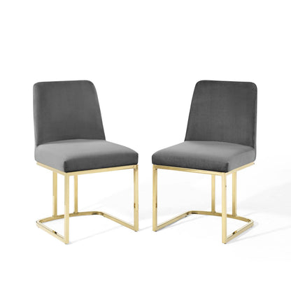 Amplify Sled Base Performance Velvet Dining Chairs - Set of 2 By Modway - EEI-5569 | Dining Chairs | Modishstore - 11