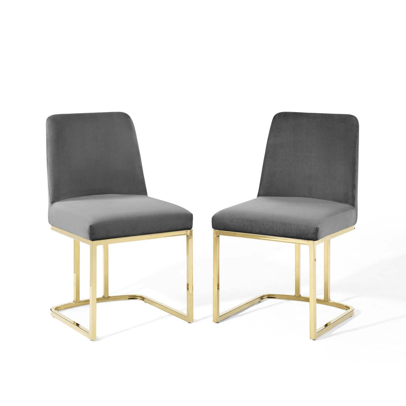 Amplify Sled Base Performance Velvet Dining Chairs - Set of 2 By Modway - EEI-5569 | Dining Chairs | Modishstore - 11