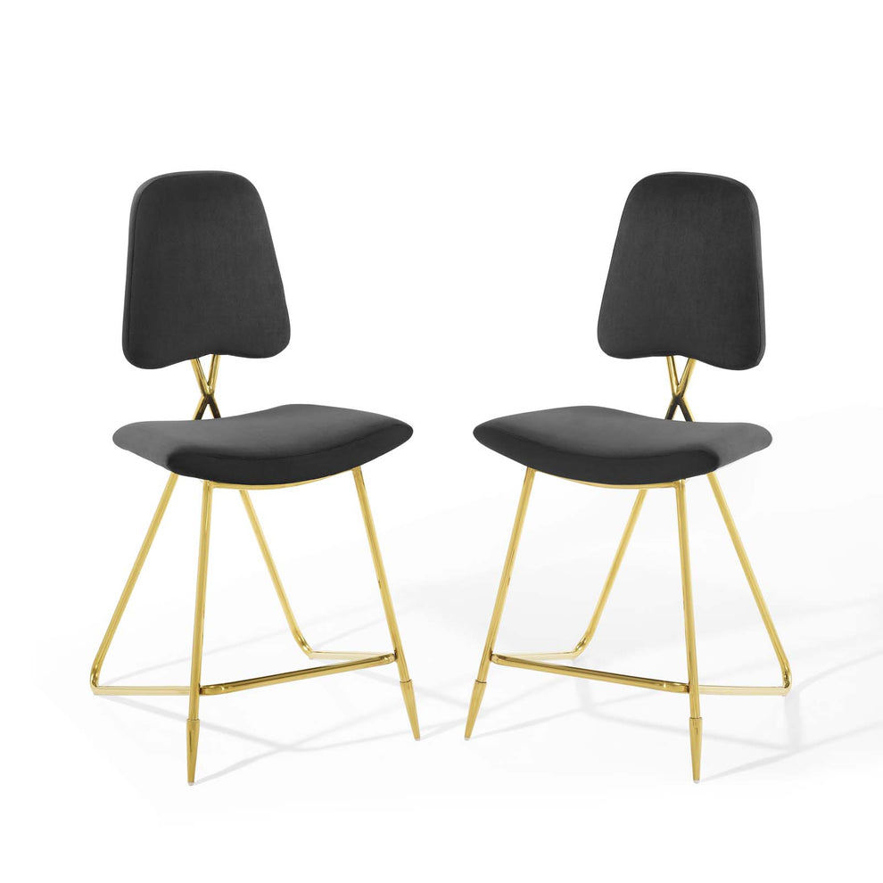 Ponder Counter Stool Performance Velvet Set of 2 By Modway - EEI-5572 | Counter Stools | Modishstore - 1