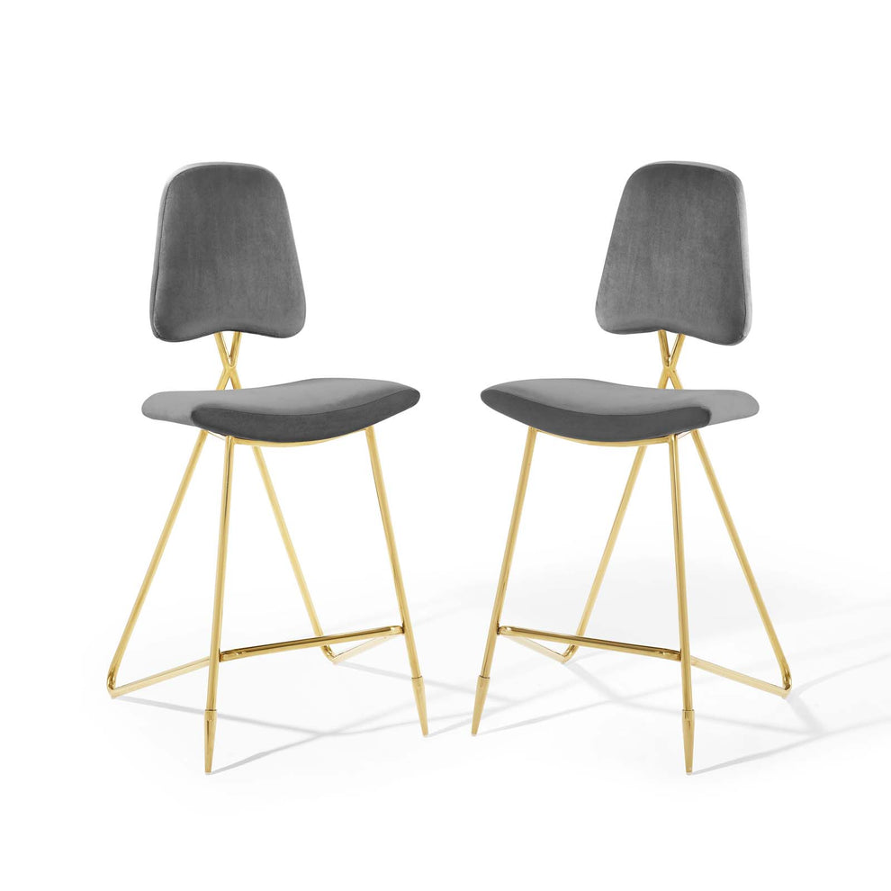 Ponder Bar Stool Performance Velvet Set of 2 By Modway - EEI-5573 | Bar Stools | Modishstore - 2