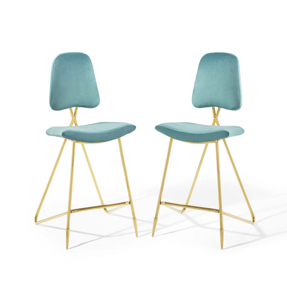 Ponder Bar Stool Performance Velvet Set of 2 By Modway - EEI-5573 | Bar Stools | Modishstore - 17