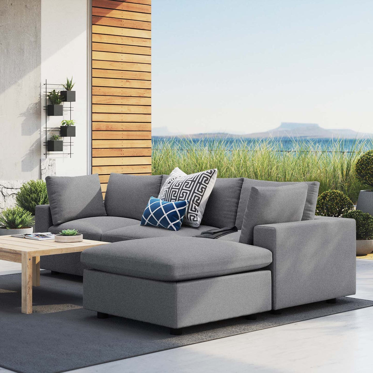 Modway Commix 4-Piece Sunbrella® Outdoor Patio Sectional Sofa | Outdoor Sofas, Loveseats & Sectionals | Modishstore-9