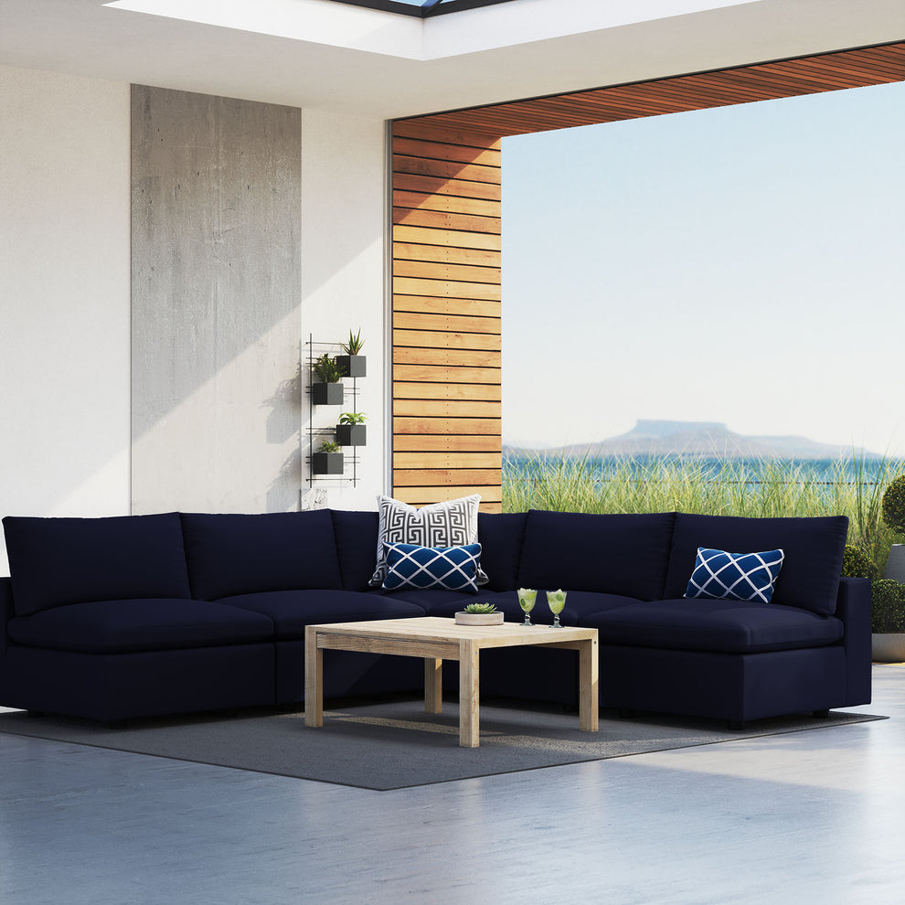Modway Commix 5-Piece Sunbrella® Outdoor Patio Sectional Sofa - EEI-5588 | Outdoor Sofas, Loveseats & Sectionals | Modishstore - 1
