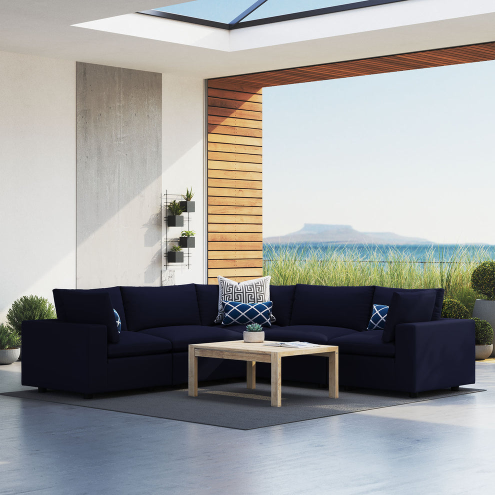 Modway Commix 5-Piece Sunbrella® Outdoor Patio Sectional Sofa - EEI-5590 | Outdoor Sofas, Loveseats & Sectionals | Modishstore - 1