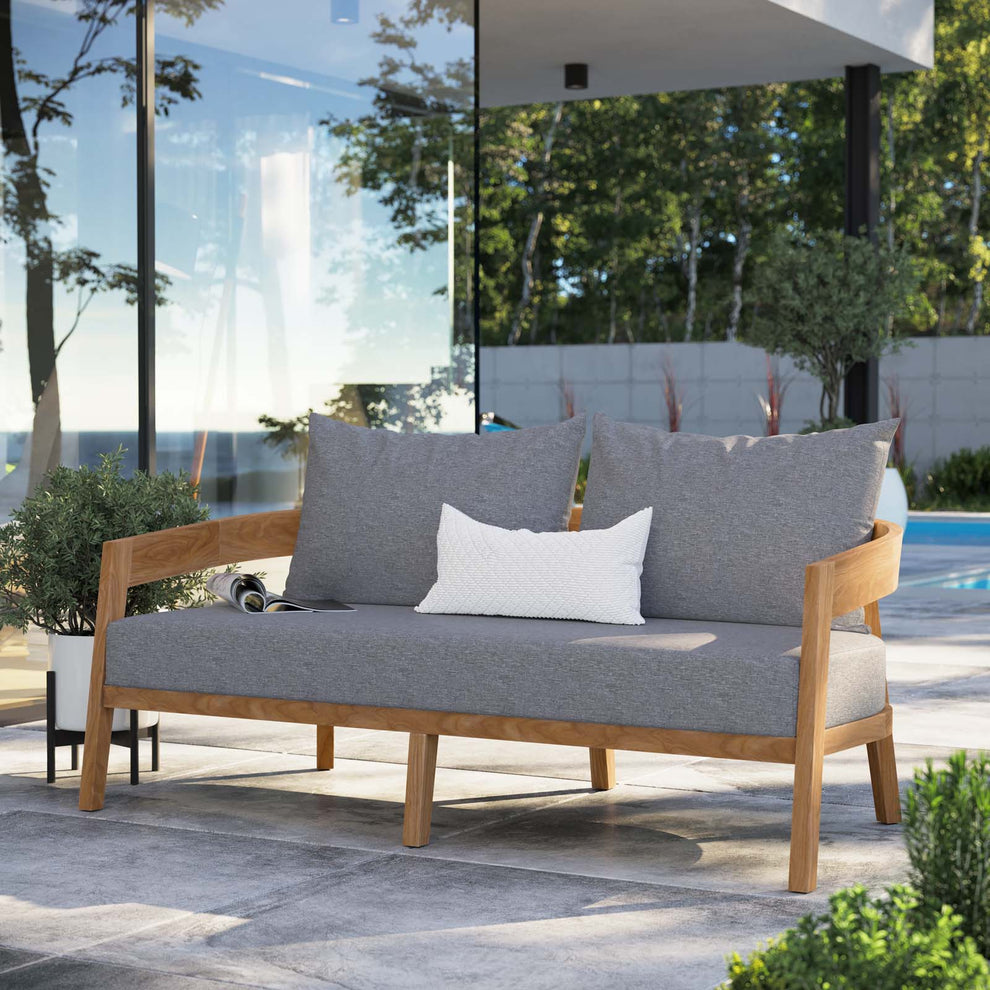 Brisbane Teak Wood Outdoor Patio Loveseat By Modway - EEI-5601 | Outdoor Sofas, Loveseats & Sectionals | Modishstore - 1