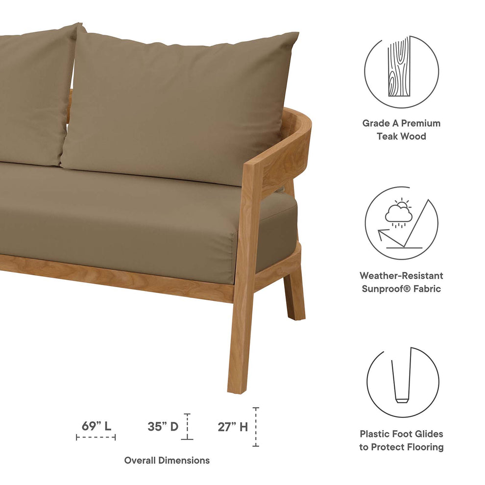 Brisbane Teak Wood Outdoor Patio Loveseat By Modway - EEI-5601 | Outdoor Sofas, Loveseats & Sectionals | Modishstore - 16