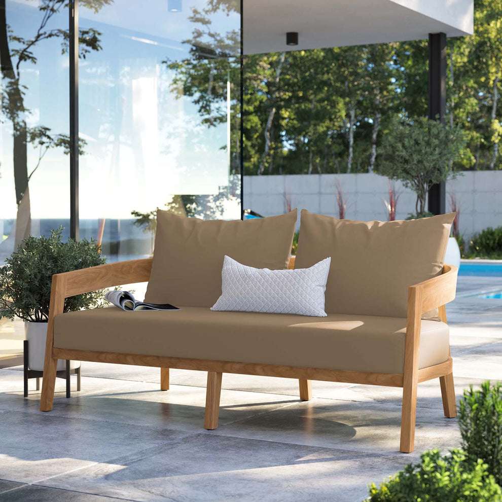 Brisbane Teak Wood Outdoor Patio Loveseat By Modway - EEI-5601 | Outdoor Sofas, Loveseats & Sectionals | Modishstore - 9