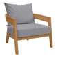 Brisbane Teak Wood Outdoor Patio Armchair By Modway - EEI-5602-NAT-GRY | Outdoor Chairs |  Modishstore - 2