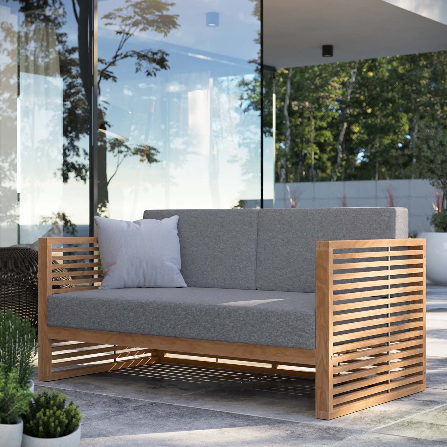 Carlsbad Teak Wood Outdoor Patio Loveseat By Modway - EEI-5605 | Outdoor Sofas, Loveseats & Sectionals | Modishstore - 1