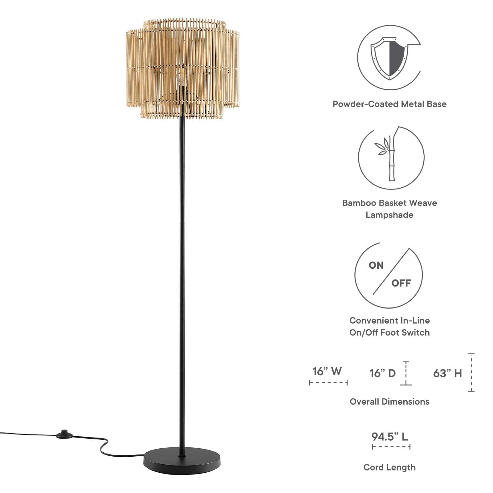 Nourish Bamboo Floor Lamp By Modway - EEI-5611 | Floor Lamps | Modishstore - 3