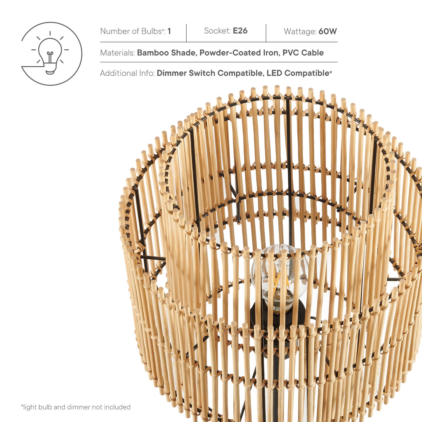 Nourish Bamboo Floor Lamp By Modway - EEI-5611 | Floor Lamps | Modishstore - 4