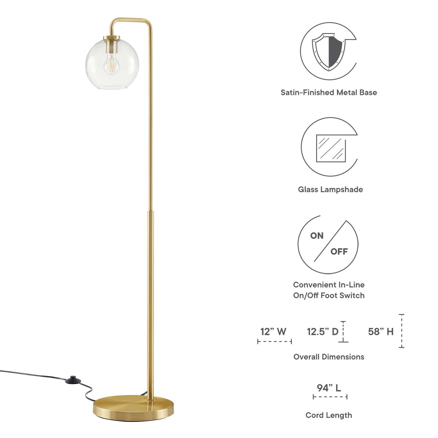 Silo Glass Globe Glass And Metal Floor Lamp By Modway - EEI-5616-BLK | Floor Lamps |  Modishstore - 11