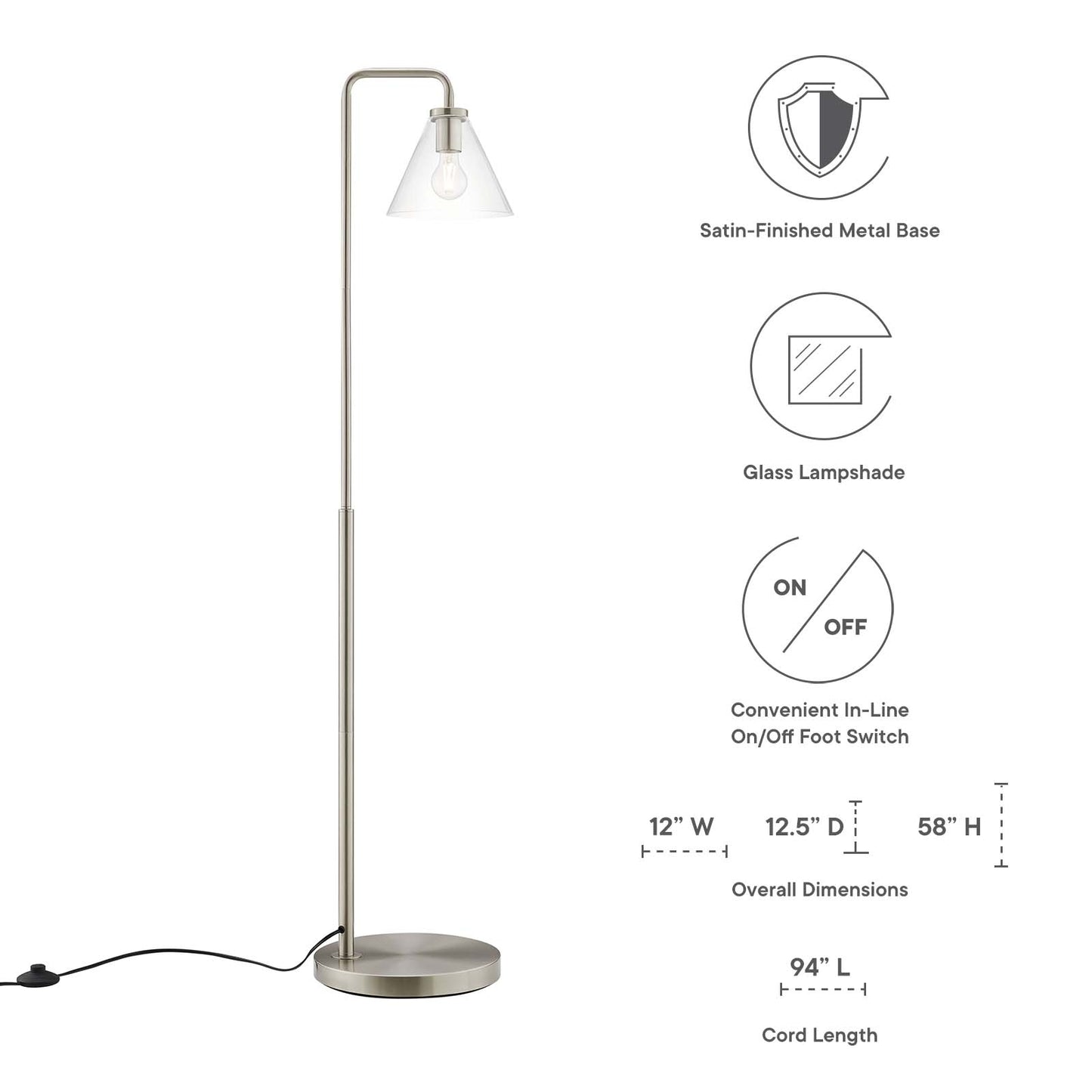 Element Transparent Glass Glass And Metal Floor Lamp By Modway - EEI-5618-BLK | Floor Lamps |  Modishstore - 19