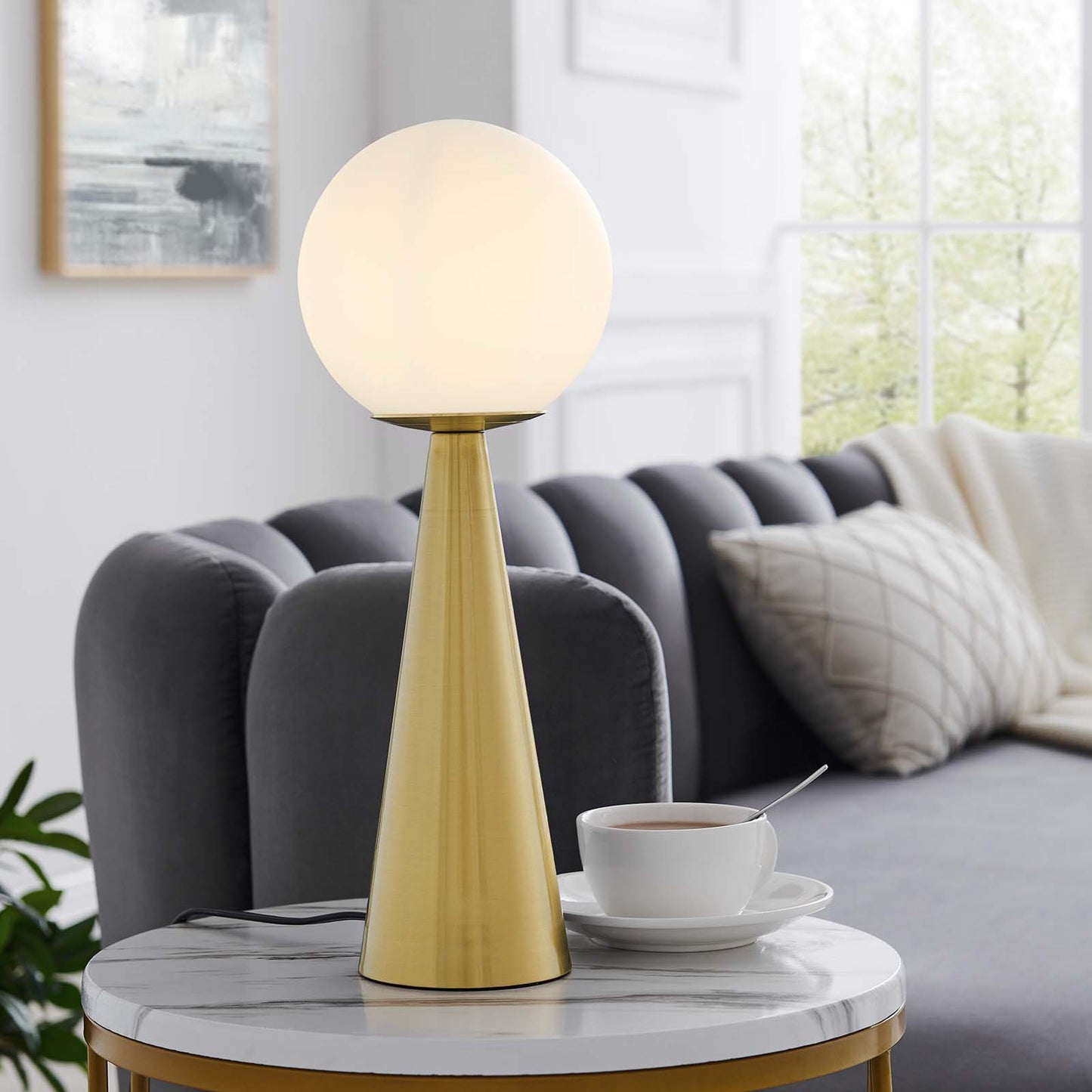 Apex Glass Globe Glass Table Lamp By Modway - EEI-5621-WHI-BLK | Table Lamps |  Modishstore - 9