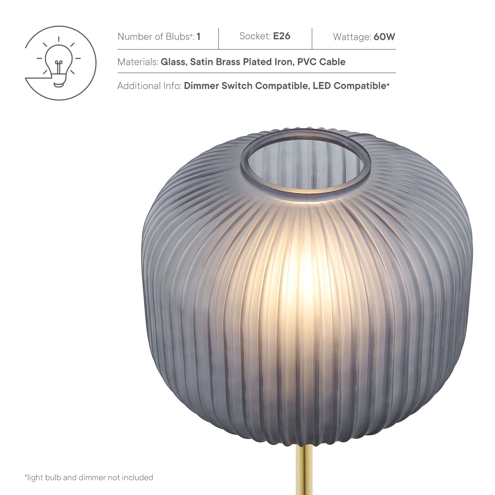 Reprise Glass Sphere Glass And Metal Table Lamp By Modway - EEI-5622-BLK-SBR | Table Lamps |  Modishstore - 4