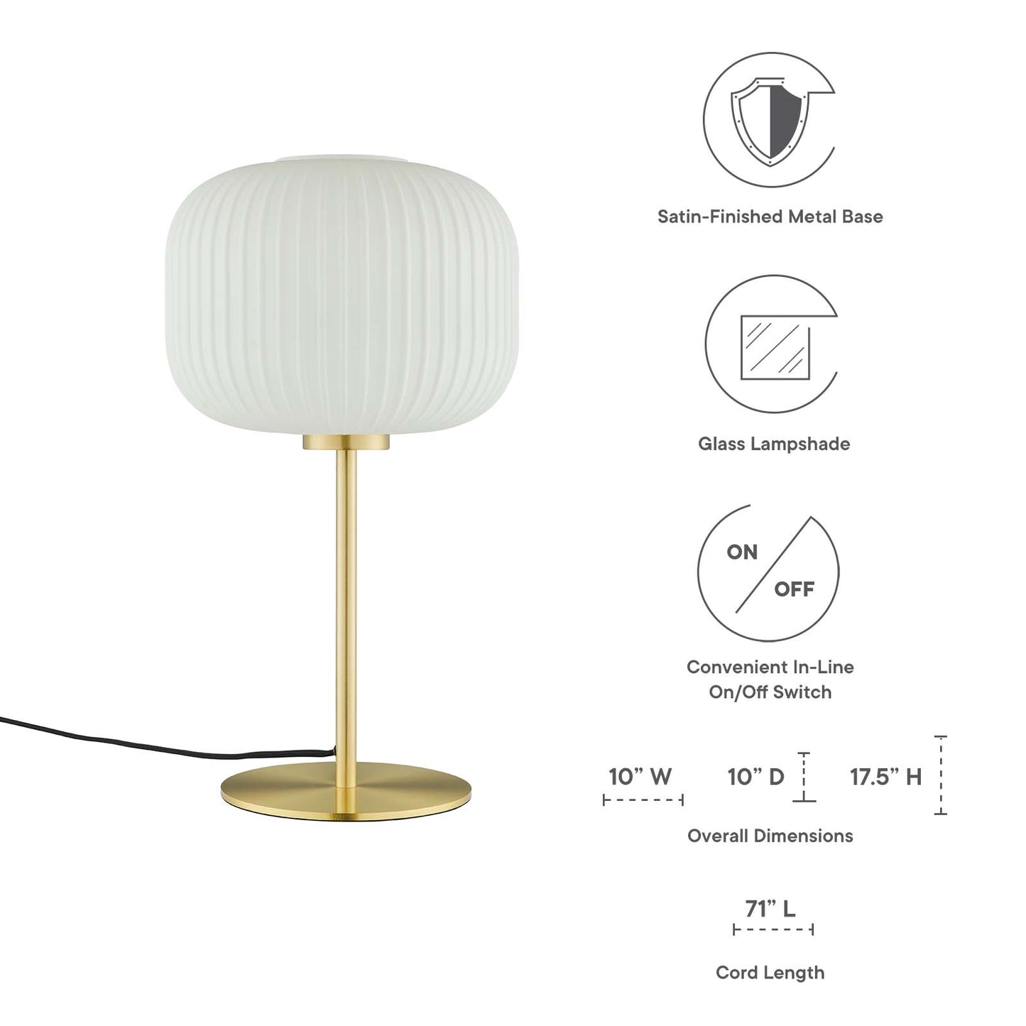 Reprise Glass Sphere Glass And Metal Table Lamp By Modway - EEI-5622-BLK-SBR | Table Lamps |  Modishstore - 10