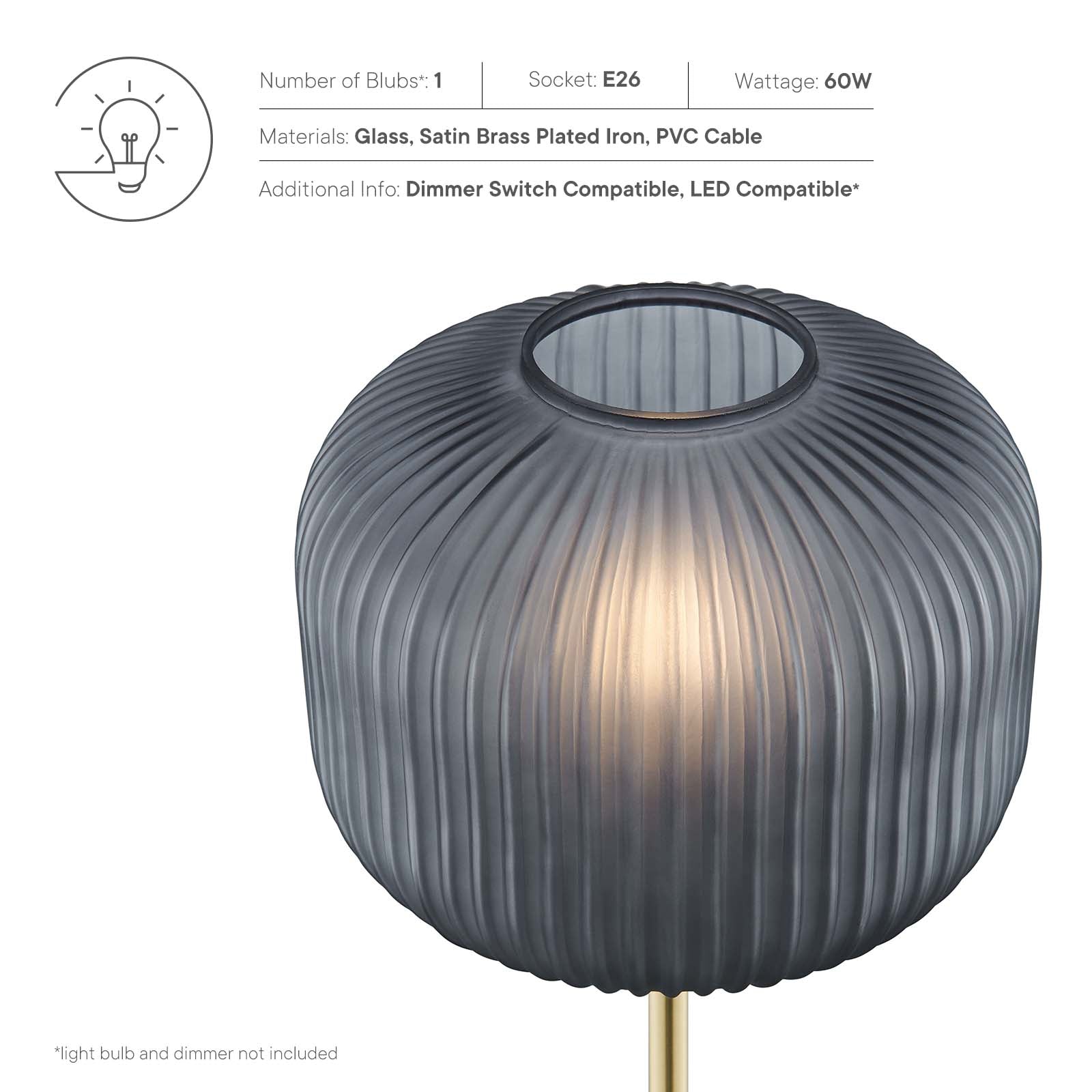 Reprise Glass Sphere Glass And Metal Floor Lamp By Modway - EEI-5623-BLK-SBR | Floor Lamps |  Modishstore - 4