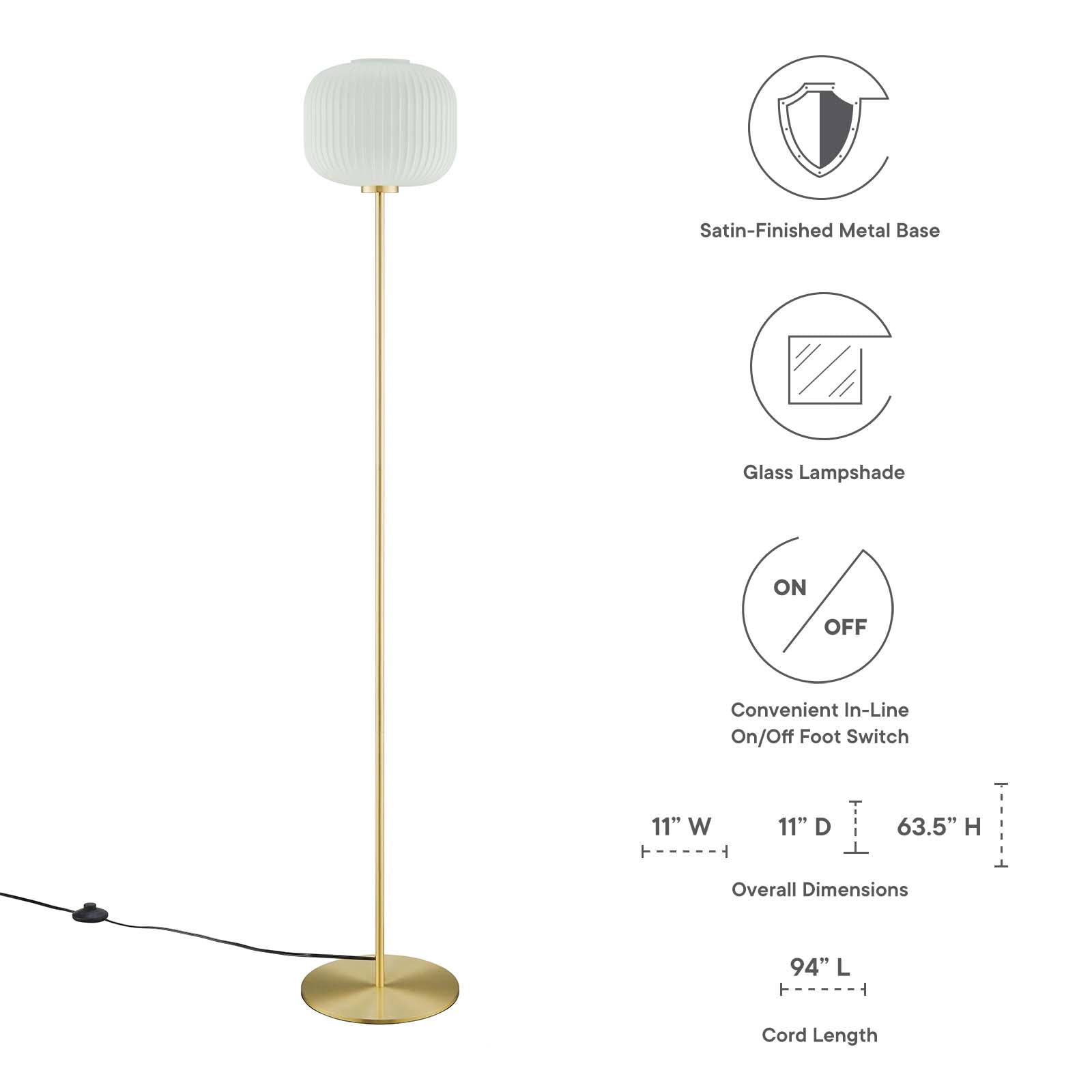 Reprise Glass Sphere Glass And Metal Floor Lamp By Modway - EEI-5623-BLK-SBR | Floor Lamps |  Modishstore - 9