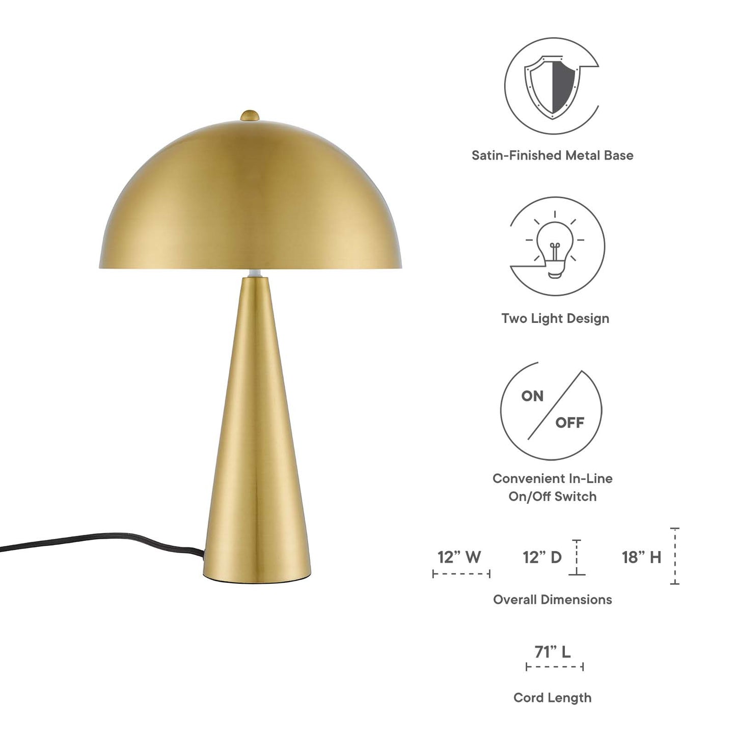 Selena Metal Table Lamp By Modway - EEI-5624-BLK | Table Lamps |  Modishstore - 10