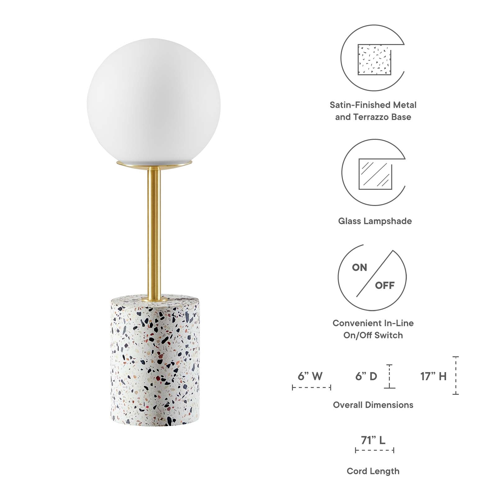 Logic Terrazzo Table Lamp By Modway - EEI-5625-WHI | Table Lamps |  Modishstore - 4